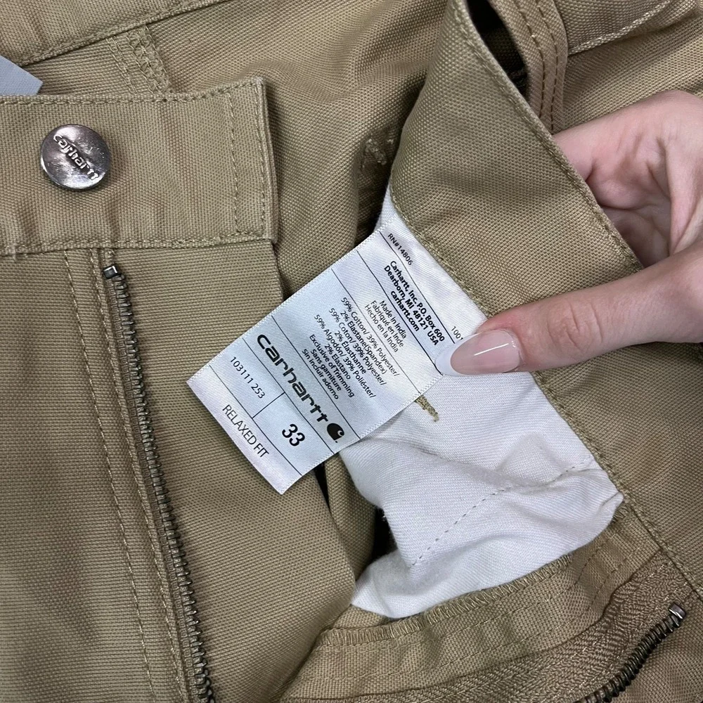 Carhartt Rugged Relaxed Fit Shorts Men's Beige Khaki Utility Workwear Size 33